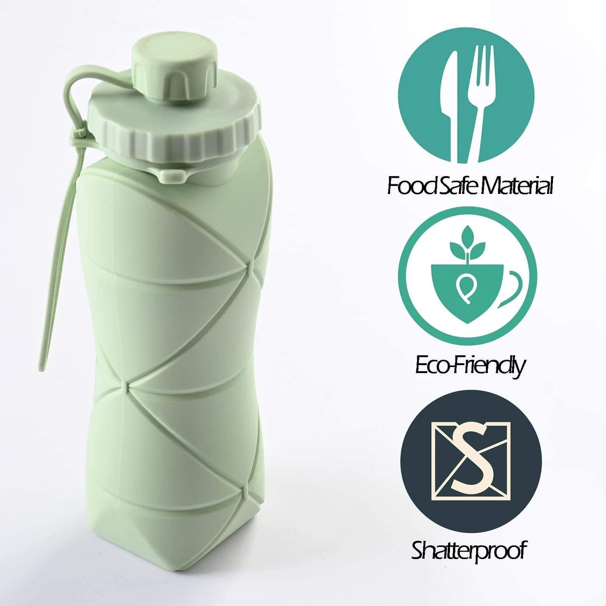 600 ml Collapsible Silicone Bottle is Food-Grade , Eco-Friendly, Leak-Proof and  Shatter-Proof