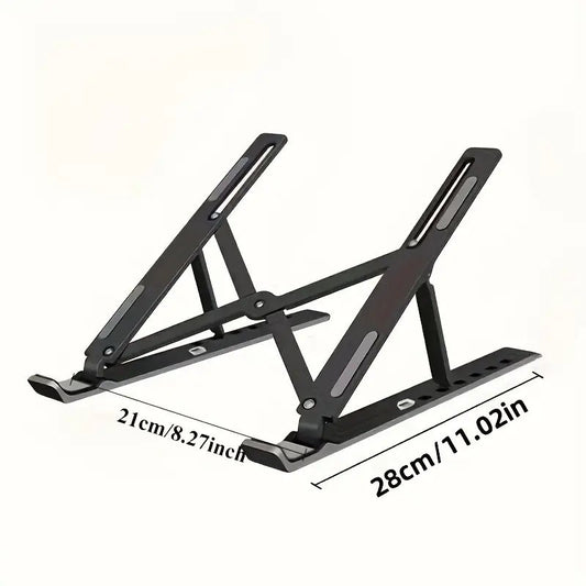 Aluminium Laptop Stand with Detachable Single &amp; Dual Fan – Adjustable Foldable Metal Laptop Stand (Silver &amp; Black)