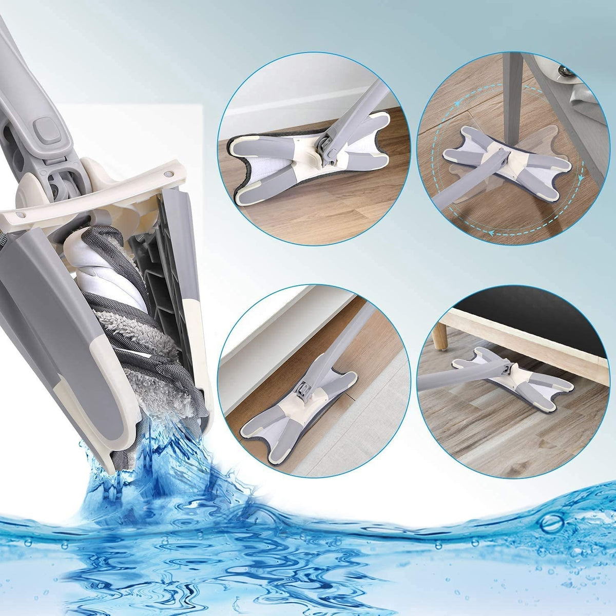 X mop effectively and effortlessly clean the low profile spaces like corners, under sofas and bed with 360 degree rotation ability
