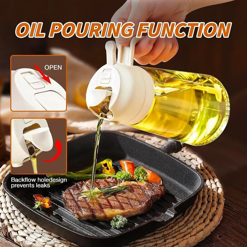 Oil Spray and Pouring Glass Bottle (1 litre)