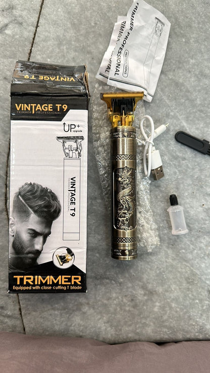 T9 Vintage Hair Trimmer for Men – Professional Rechargeable Hair &amp; Beard Trimmer (Metal Body)