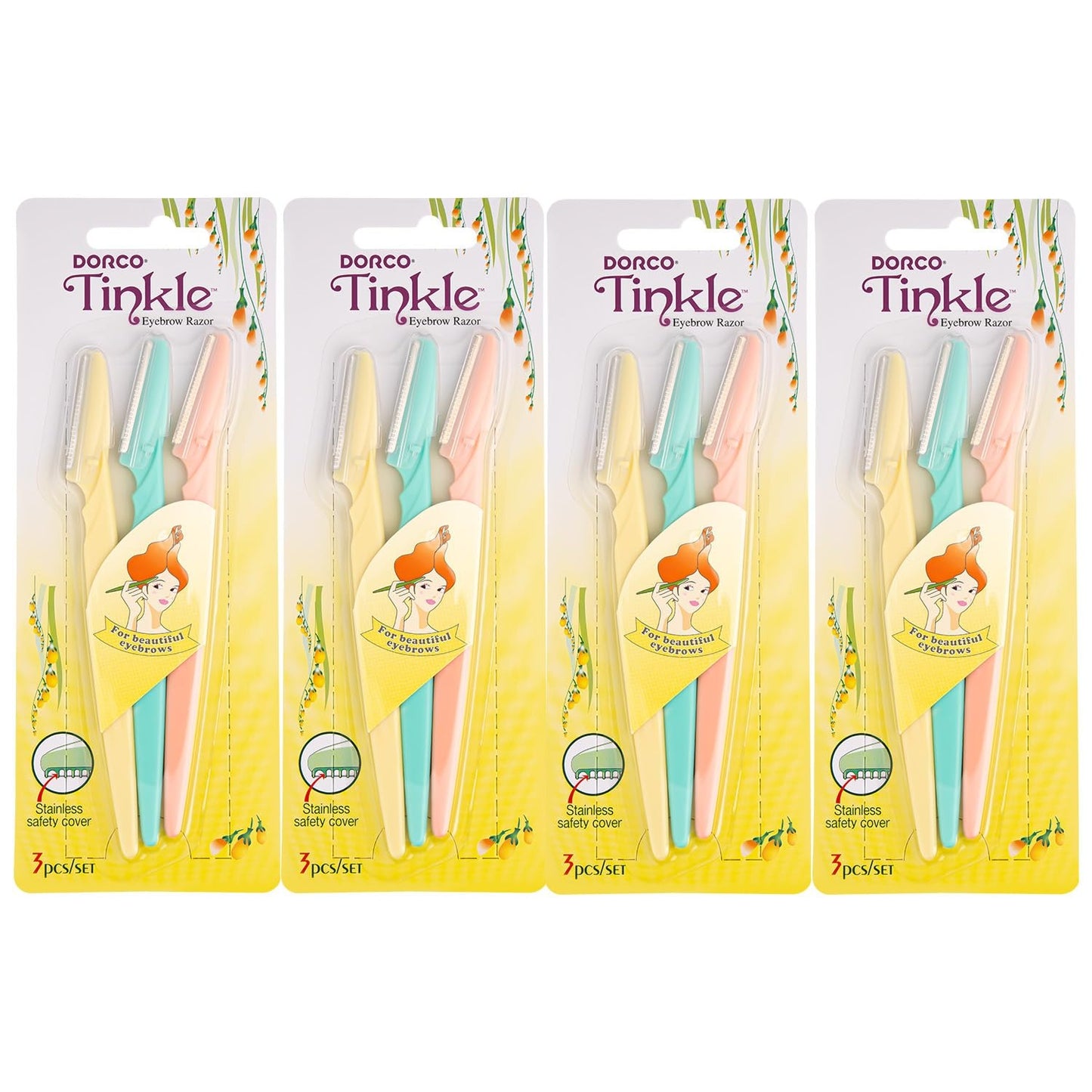 Pack of 12 Tinkle Eyebrow Razors – Precision Facial Hair Remover for Women