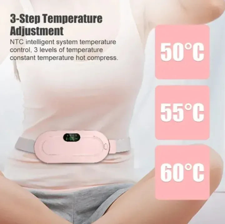 Period Cramp Relief Belt – Portable Electric Menstrual Heating Pad with Massager | Rechargeable Heated Belly Belt for Women