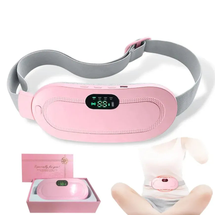 Period Cramp Relief Belt – Portable Electric Menstrual Heating Pad with Massager | Rechargeable Heated Belly Belt for Women