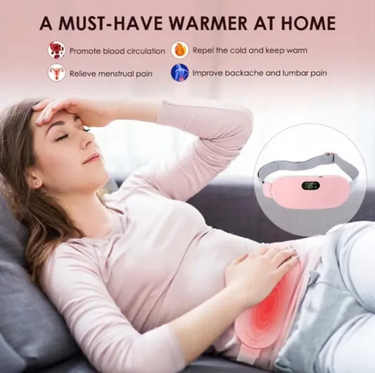 Period Cramp Relief Belt – Portable Electric Menstrual Heating Pad with Massager | Rechargeable Heated Belly Belt for Women