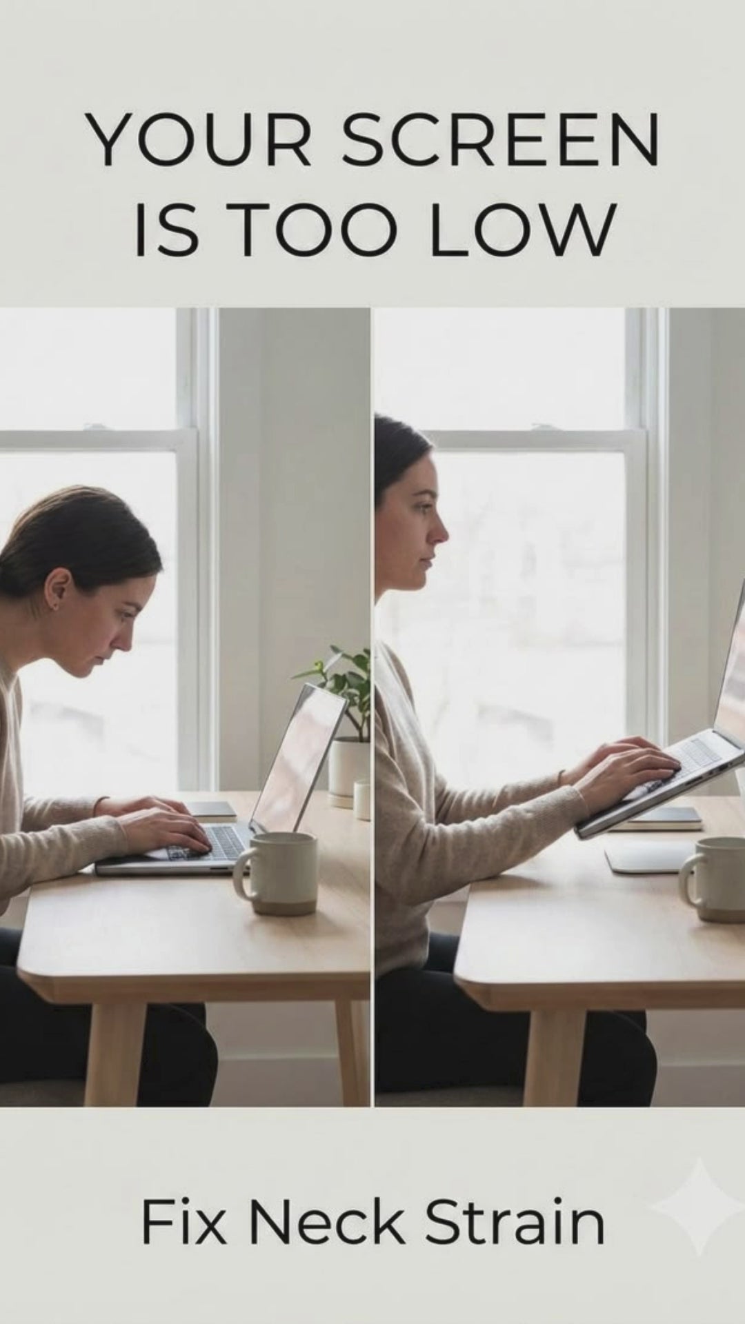 Aluminium laptop stand supporting a laptop on a desk